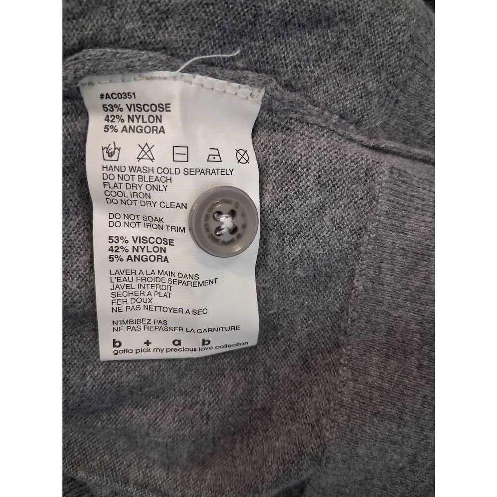 B+ab womens small cardigan sweater nylon Angora gray fluffy soft quiet luxury - Picture 9 of 9